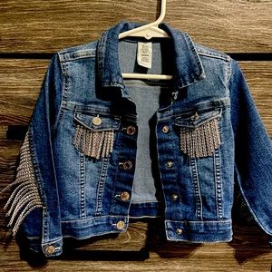 Rhinestone fringe denim jacket